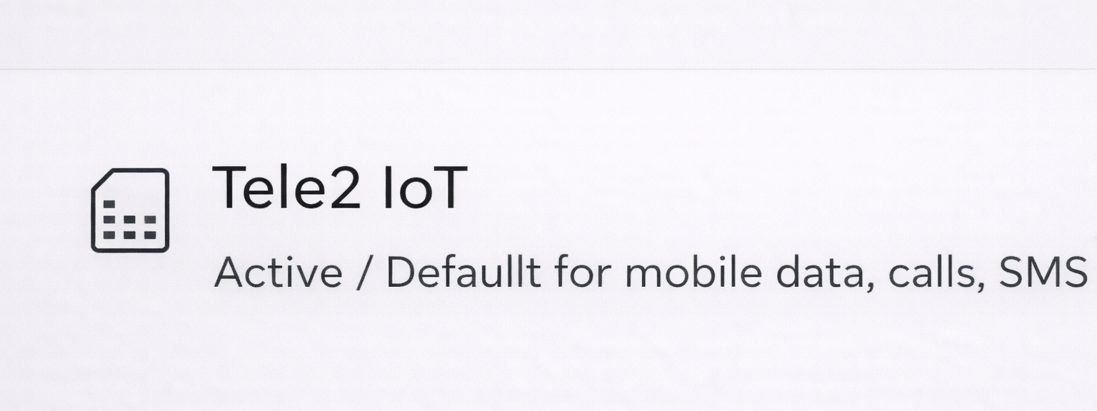 Android SIMs screen showing the KeySIM Tele2 IoT SIM card entry