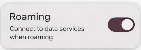 Android SIM settings showing roaming toggle enabled