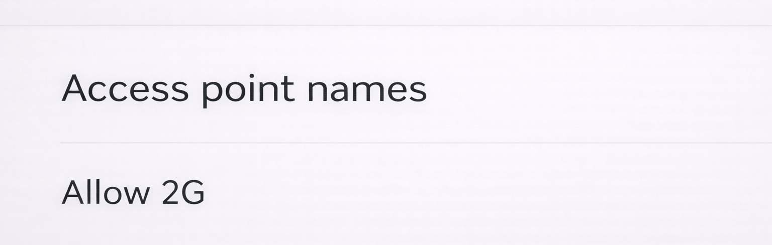 Android SIM settings showing Access Point Names option