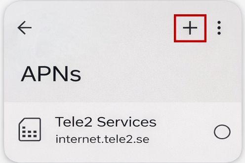 Android Access Point Names screen with Add new APN button highlighted